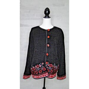 Allure Women's Black Red and White Button‎ Up Jacket Size 1X